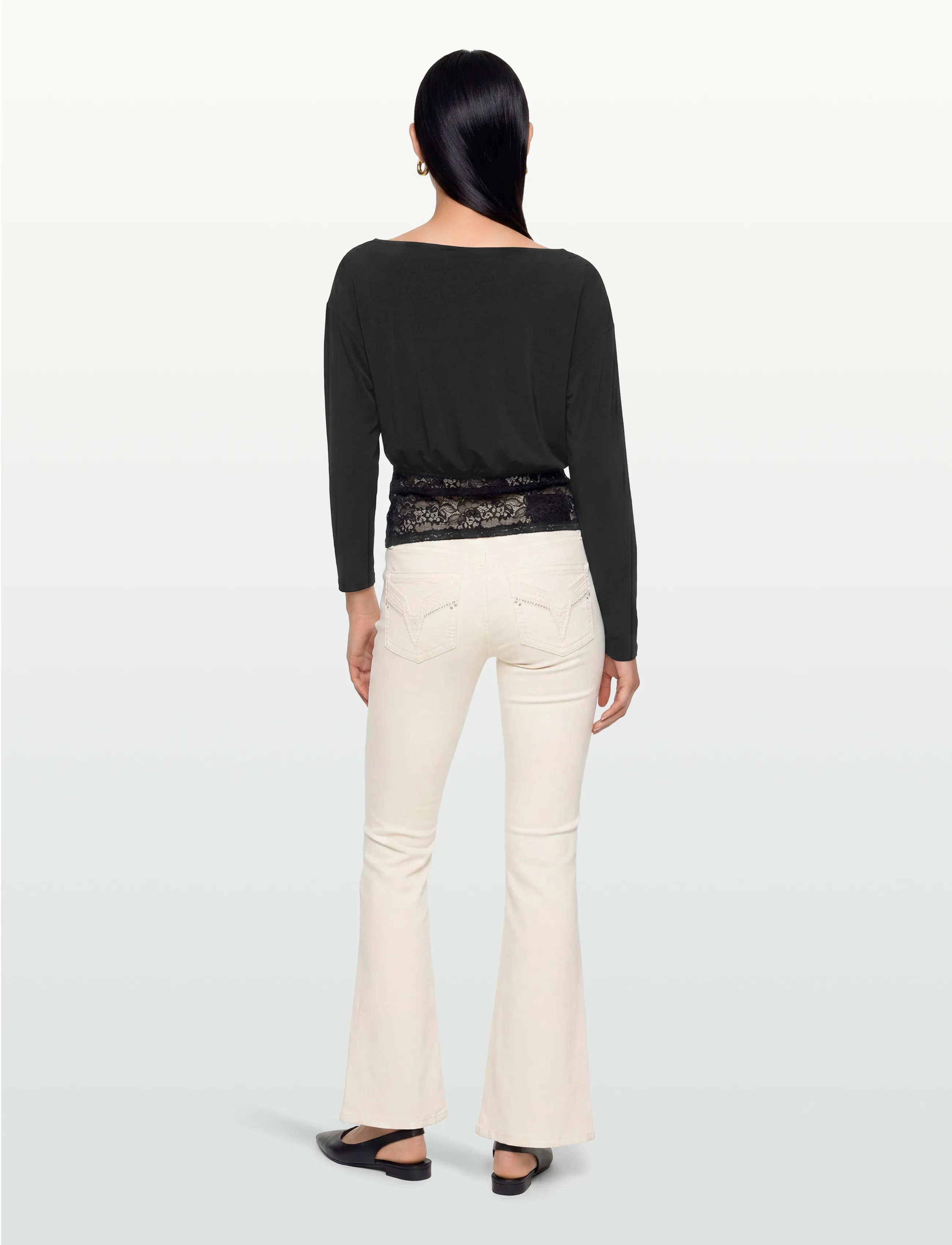 Gina Tricot - Slouchy lace top - långärmade toppar - black (9000) - 4