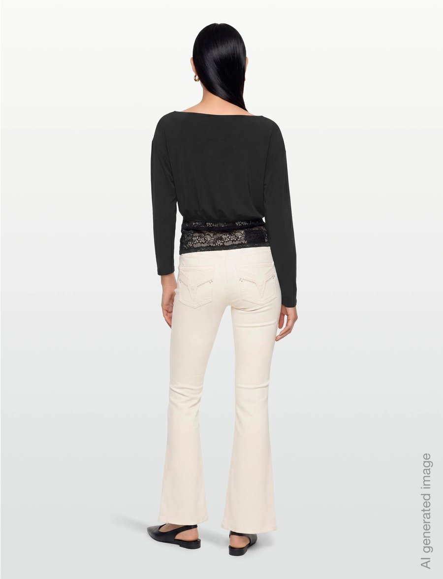 Gina Tricot - Slouchy lace top - long-sleeved tops - black (9000) - 4