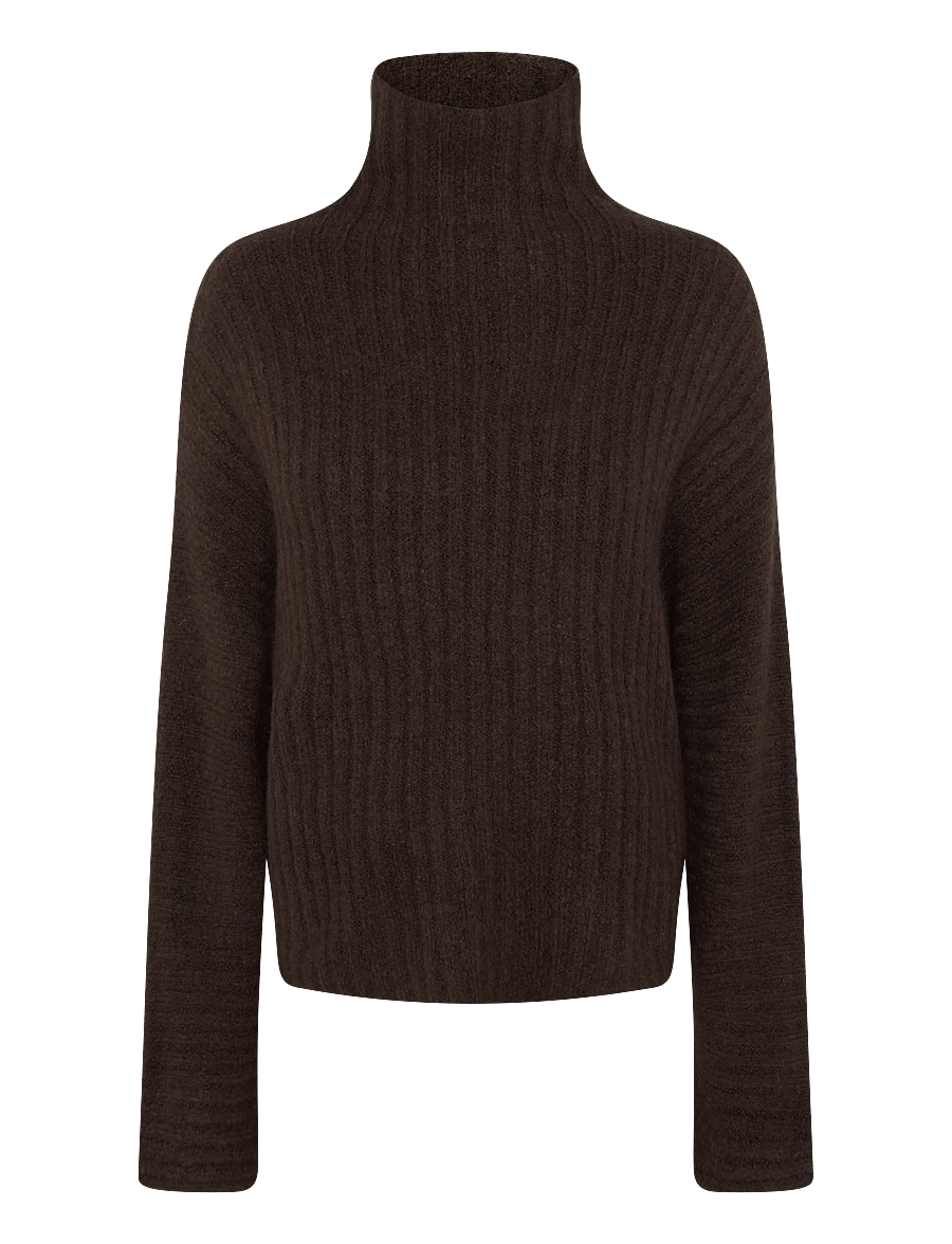 Gina Tricot - Knitted turtleneck sweater - kampsunid - chocolate brown (7085) - 0