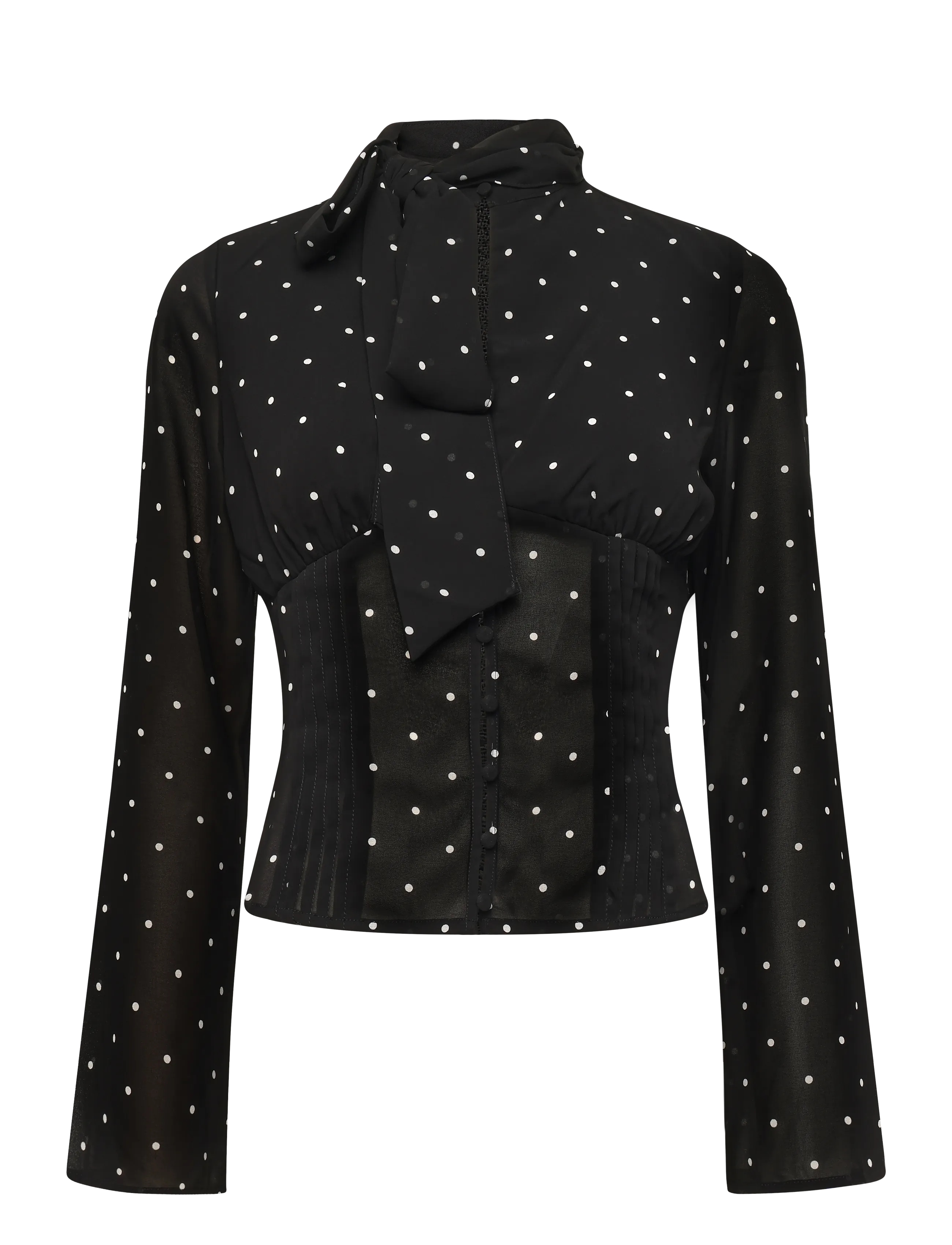 Gina Tricot Chiffon blouse - Blusar - BLACK/WHITE DOT (9726) / black