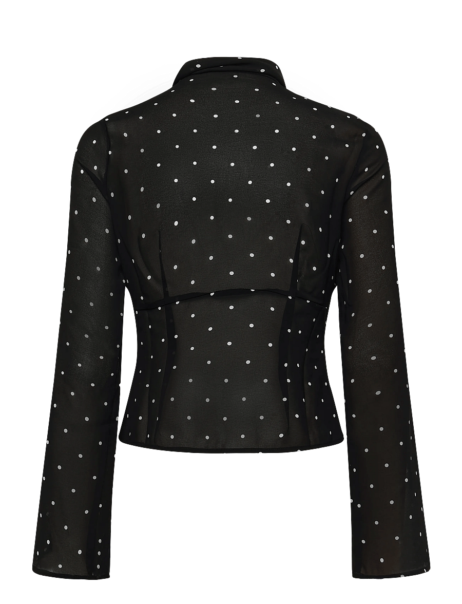 Gina Tricot - Chiffon blouse - långärmade blusar - black/white dot (9726) - 1