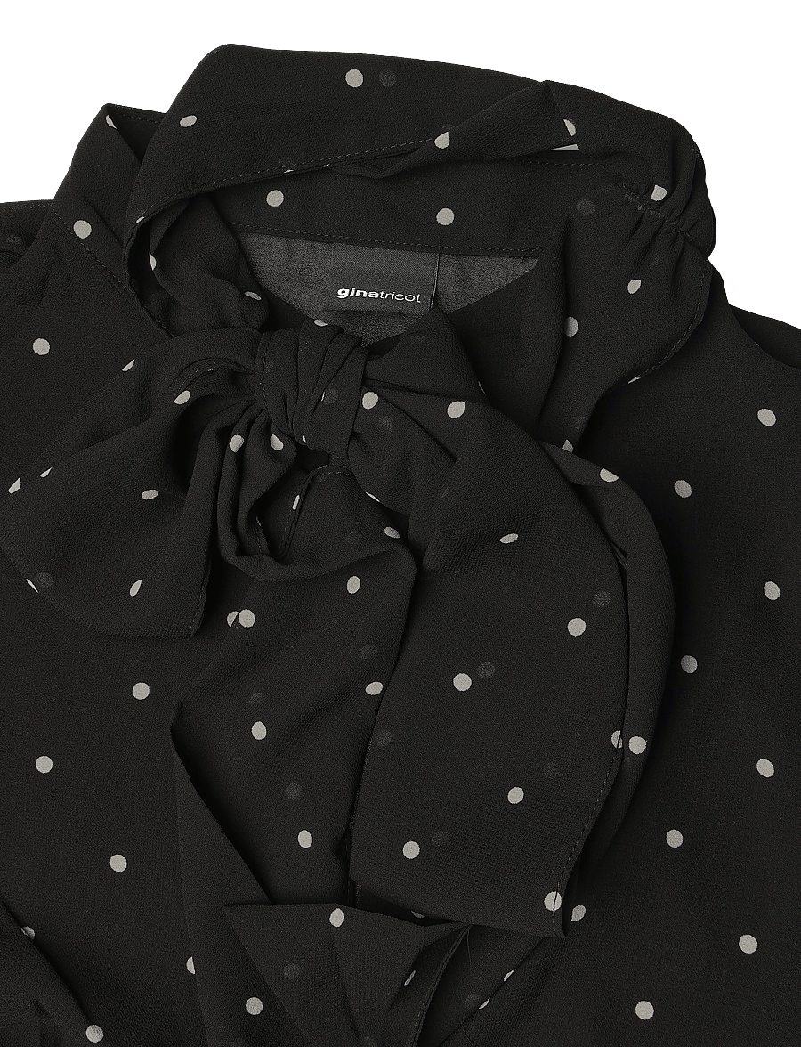 Gina Tricot - Chiffon blouse - långärmade blusar - black/white dot (9726) - 2
