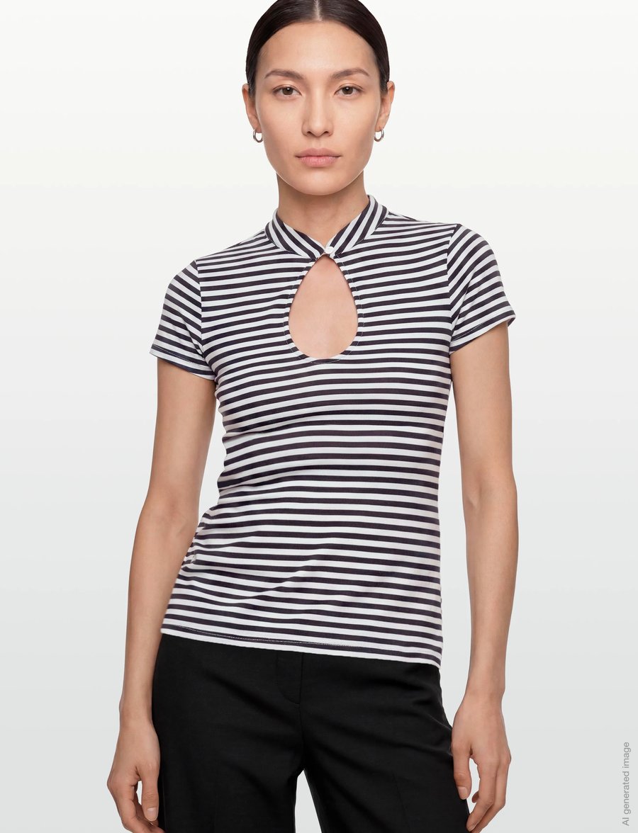 Gina Tricot - Keyhole top - polo shirts - stripe (1057) - 3