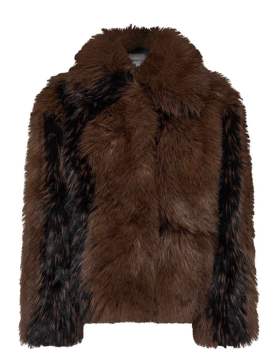 Gina Tricot - Faux fur short jacket - faux fur jakker - black/brown (7200) - 0