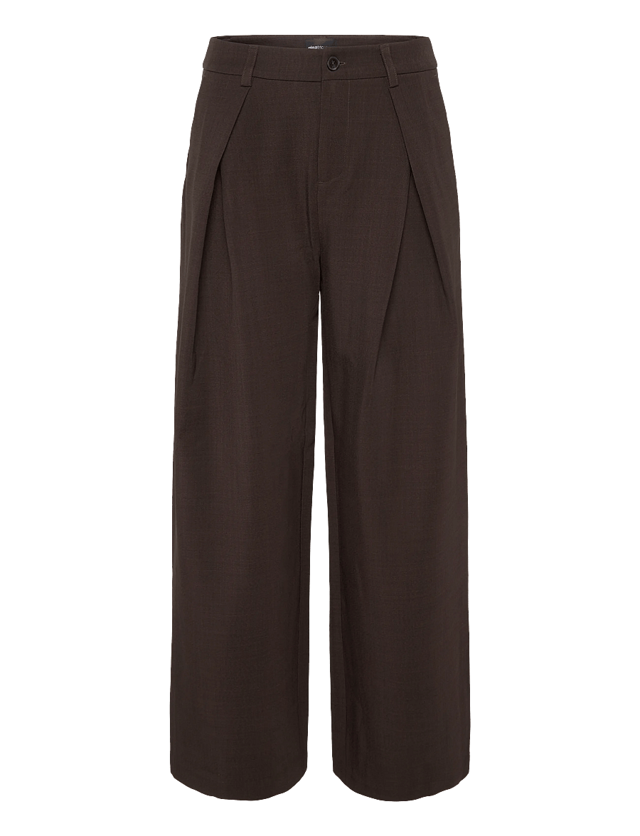 Gina Tricot - Edgy wide pleated trousers - laia säärega püksid - brown - 0