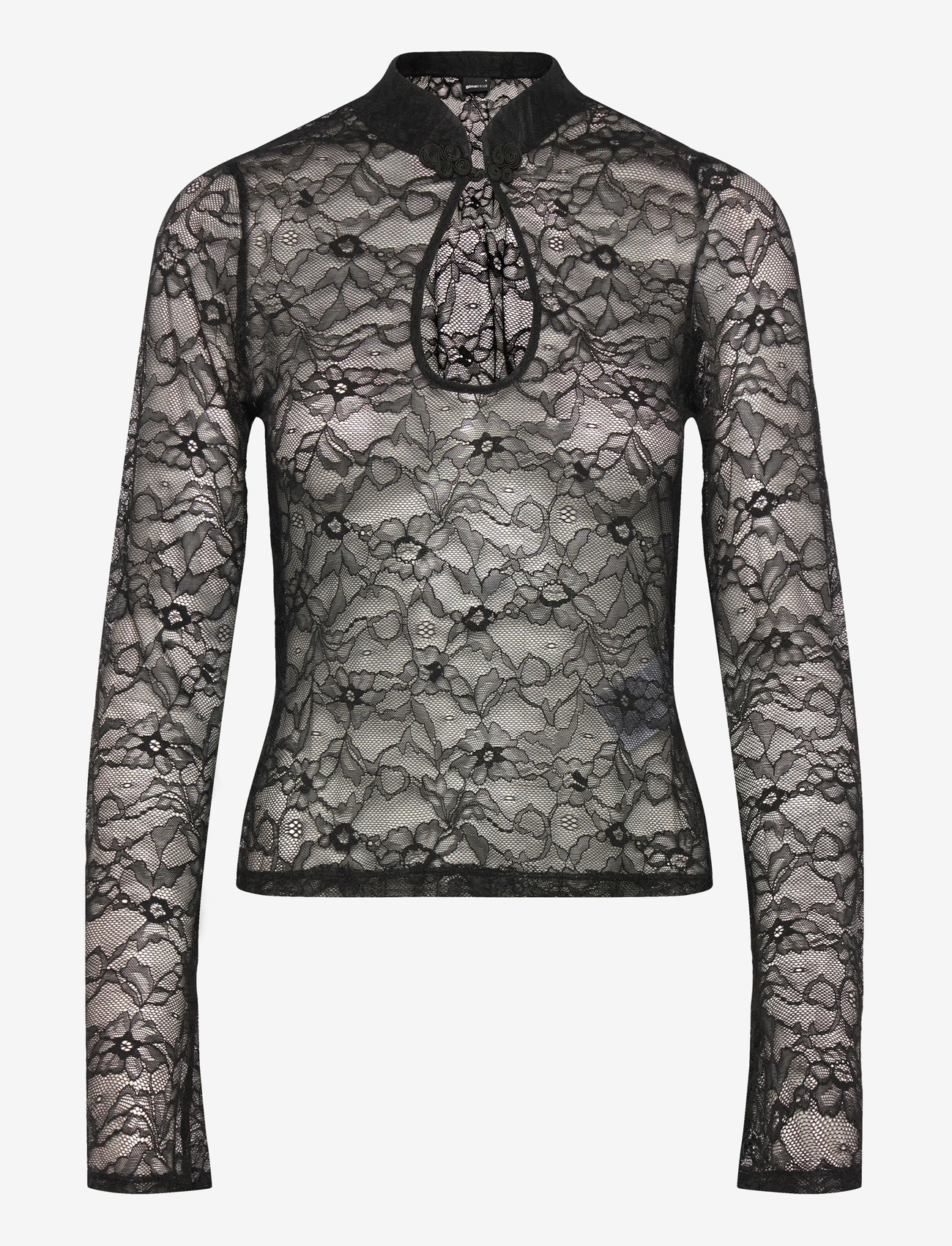 Gina Tricot - Lace top - langærmede bluser - black (9000) - 0