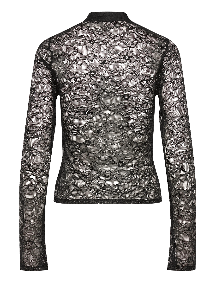 Gina Tricot - Lace top - långärmade blusar - black (9000) - 1