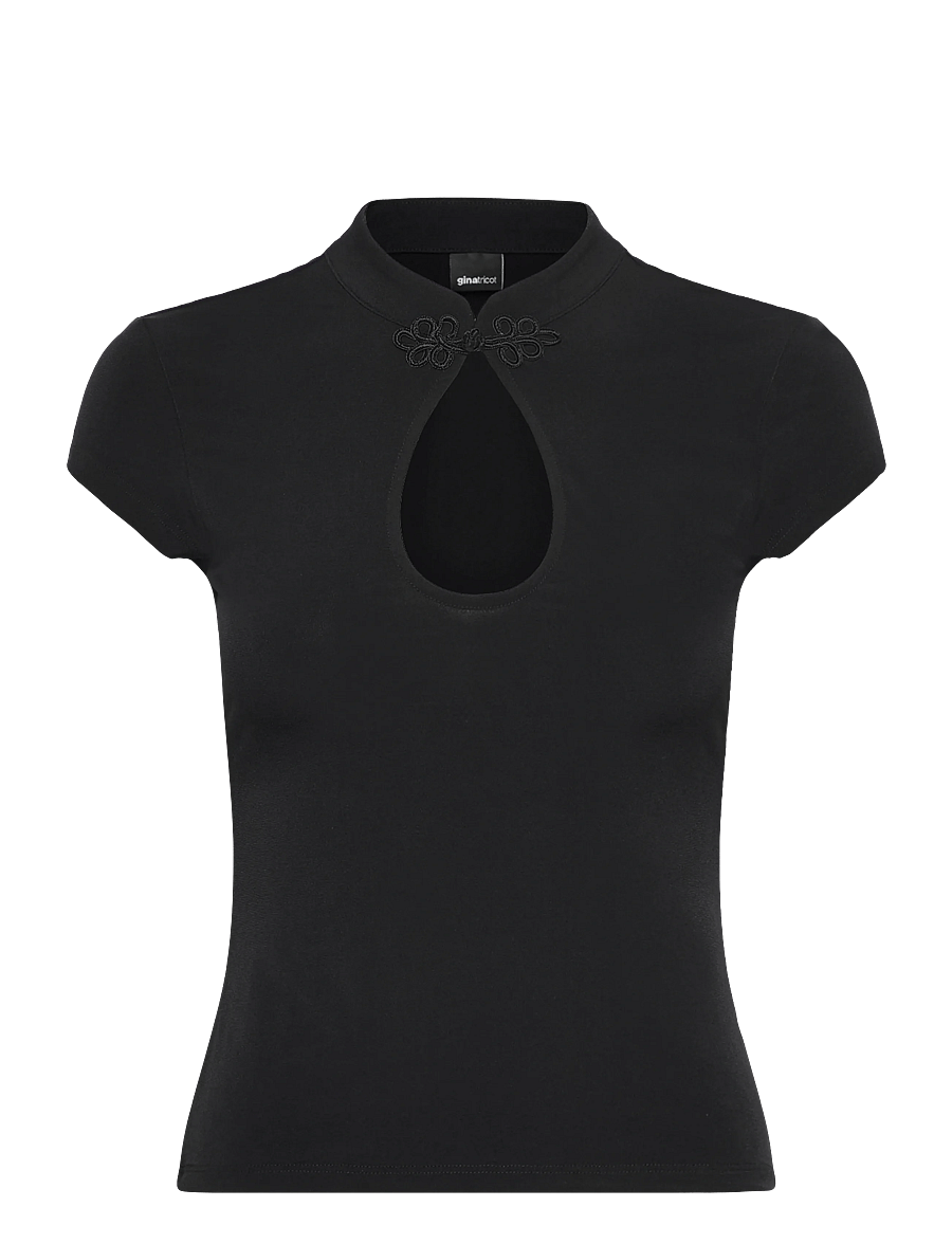 Gina Tricot - Keyhole top - t-shirts - black (9000) - 0