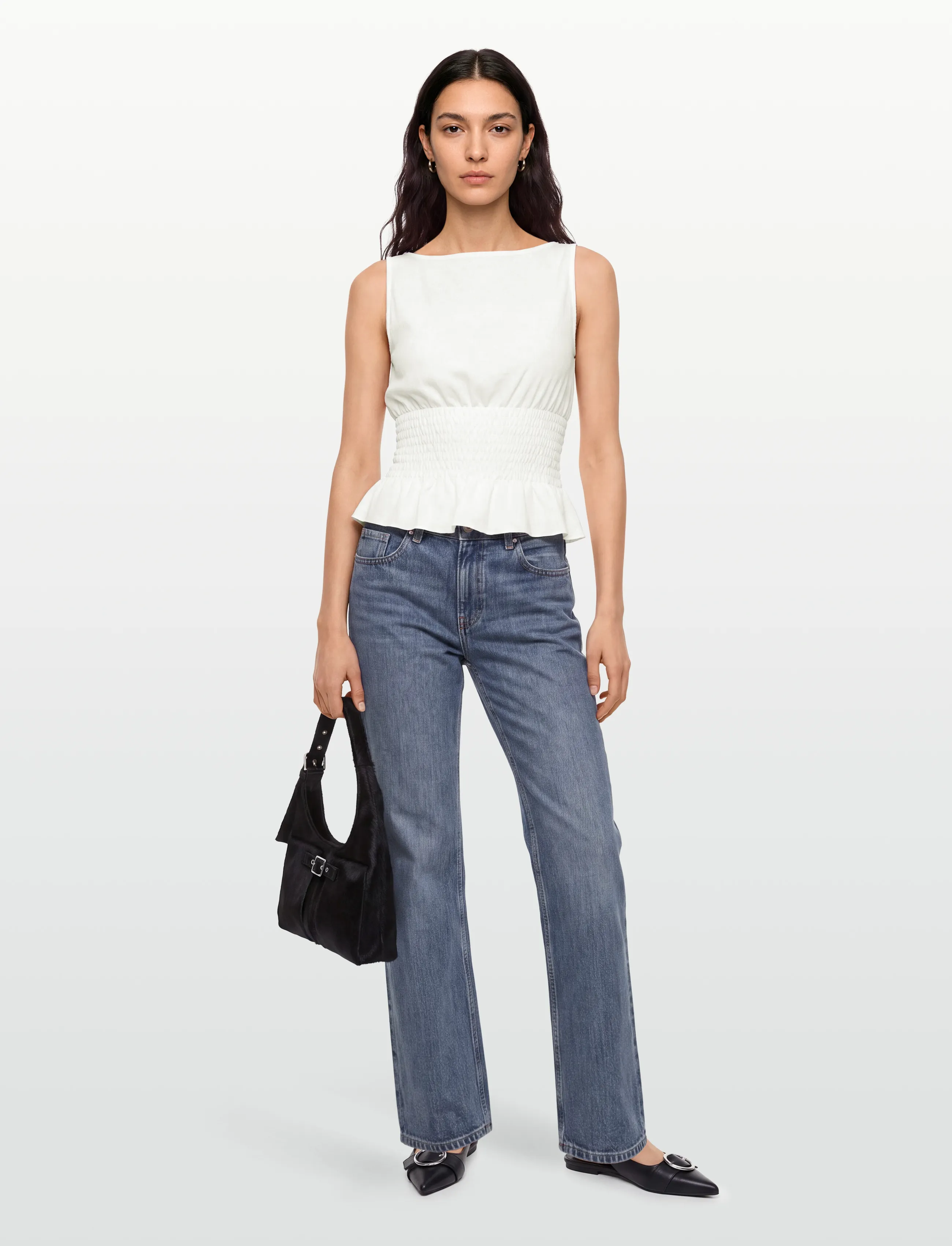 Gina Tricot Smock Top, S, White, T-Shirts & Toppe > Uden Ærmer, Dame