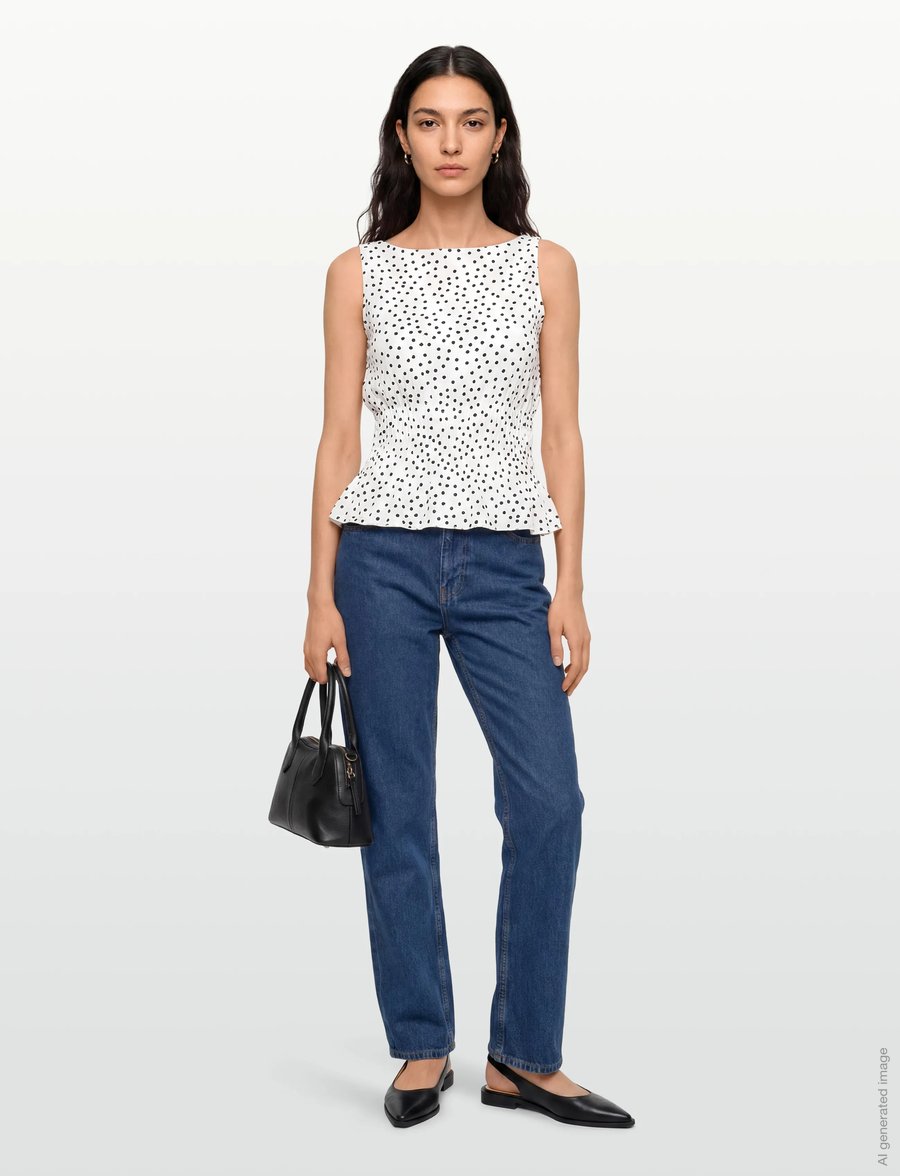 Gina Tricot - Smock top - Ärmellose tops - offwhite/dot (8107) - 0
