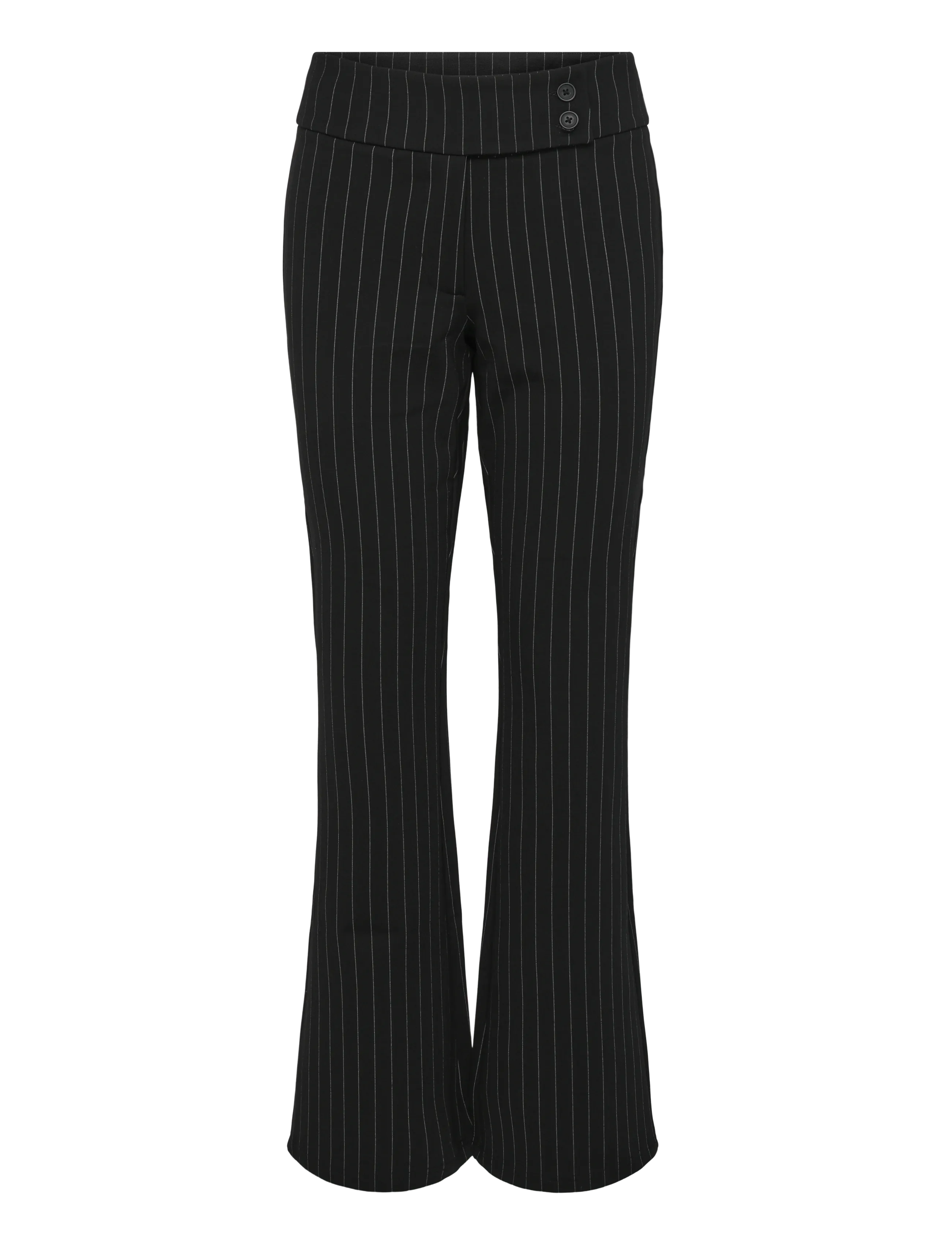 Gina Tricot Mid waist flare trousers - Tøj - BLACK PINSTRIPE / black