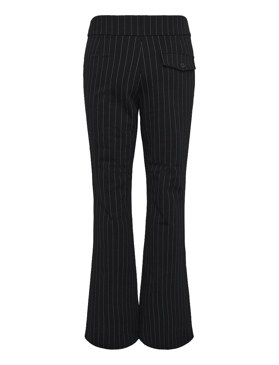 Gina Tricot - Mid waist flare trousers - flare bukser - black pinstripe - 1