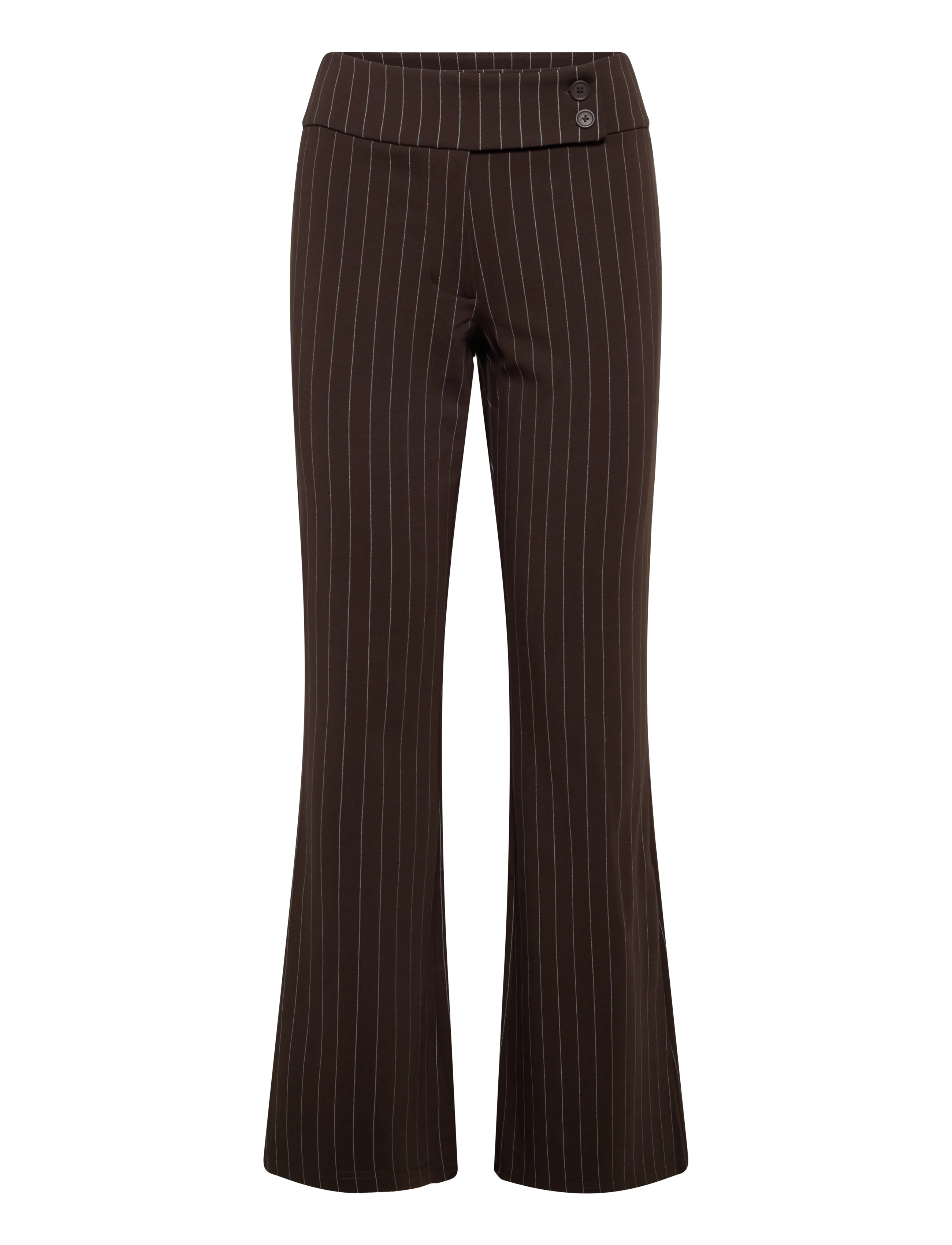 Gina Tricot Mid waist flare trousers - Tøj - BROWN PINSTRIPE (7238) / brown