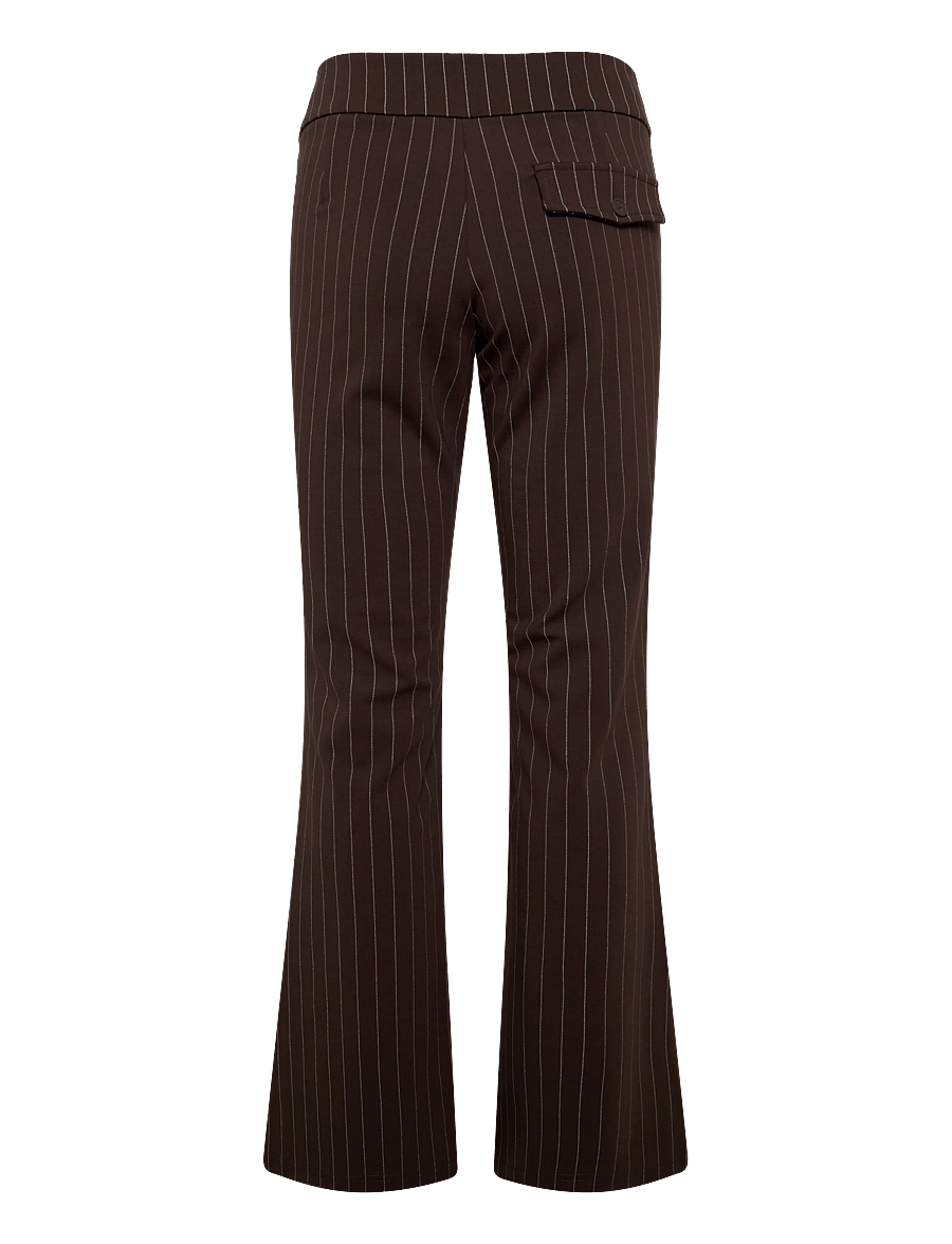 Gina Tricot - Mid waist flare trousers - flare bukser - brown pinstripe (7238) - 1