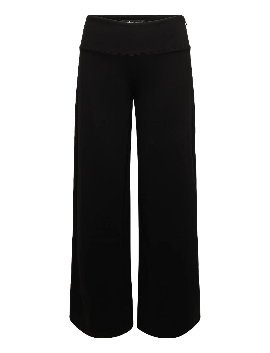 Gina Tricot - Mid waist wide trousers - bukser med brede ben - black (9000) - 0