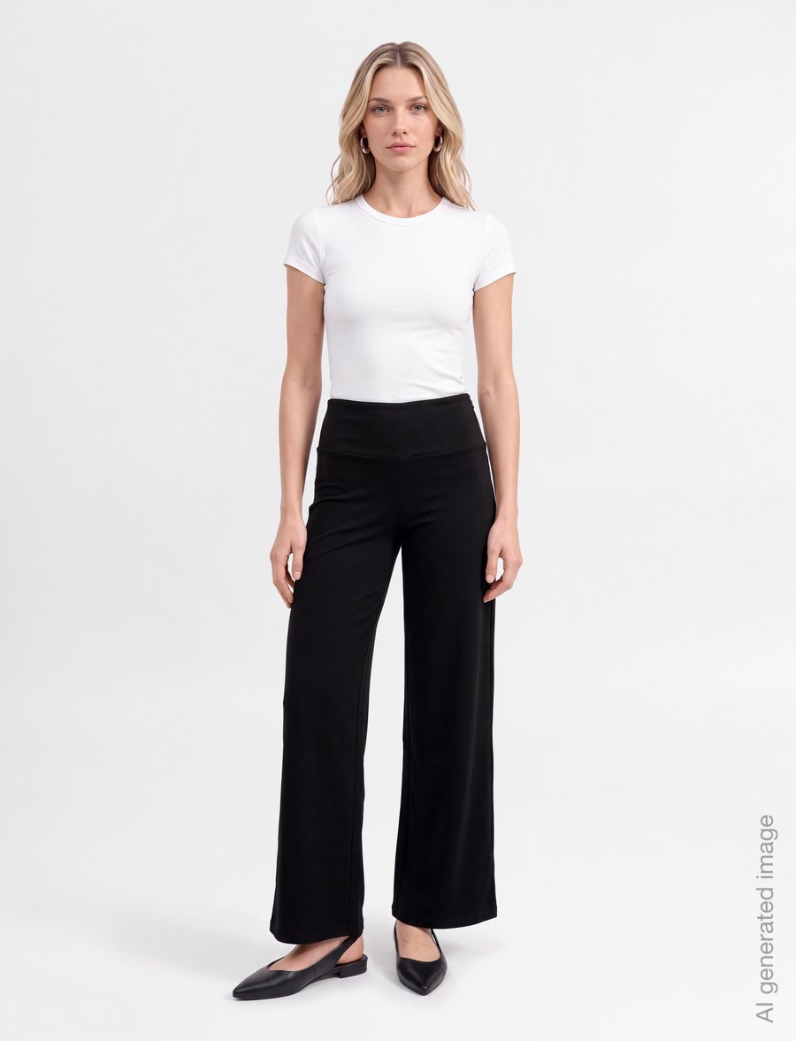 Gina Tricot - Mid waist wide trousers - hosen mit weitem bein - black (9000) - 0