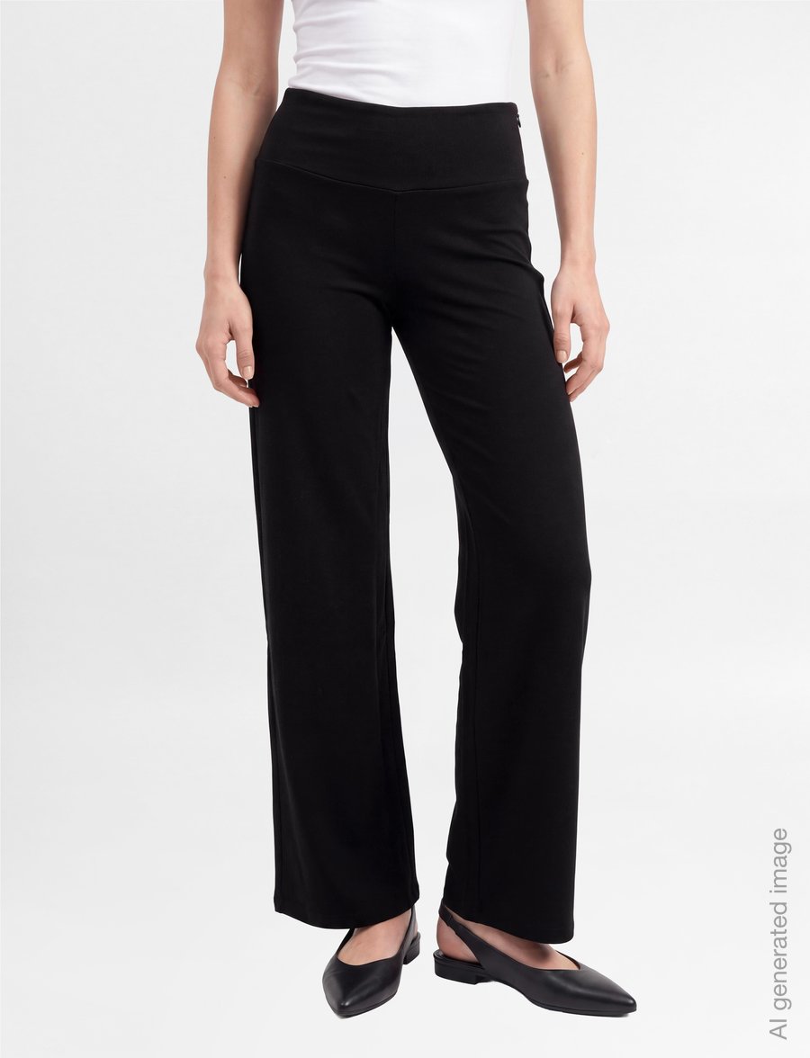 Gina Tricot - Mid waist wide trousers - hosen mit weitem bein - black (9000) - 3