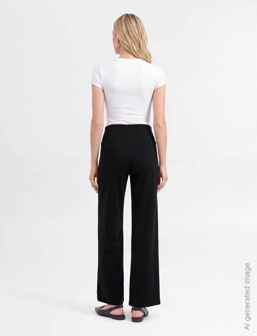 Gina Tricot - Mid waist wide trousers - hosen mit weitem bein - black (9000) - 4