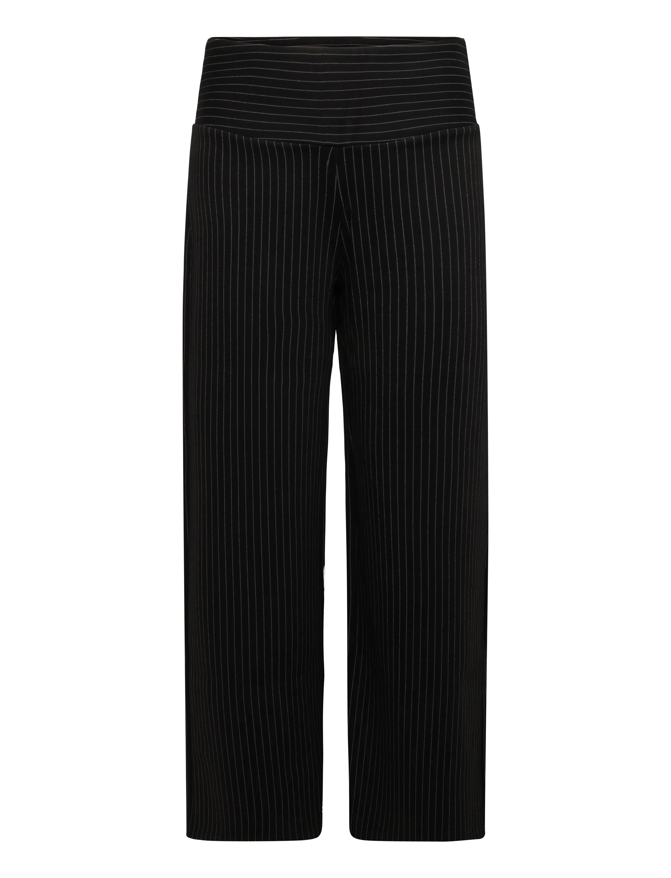 Gina Tricot Mid waist wide trousers - Tøj - BLACK PINSTRIPE / black
