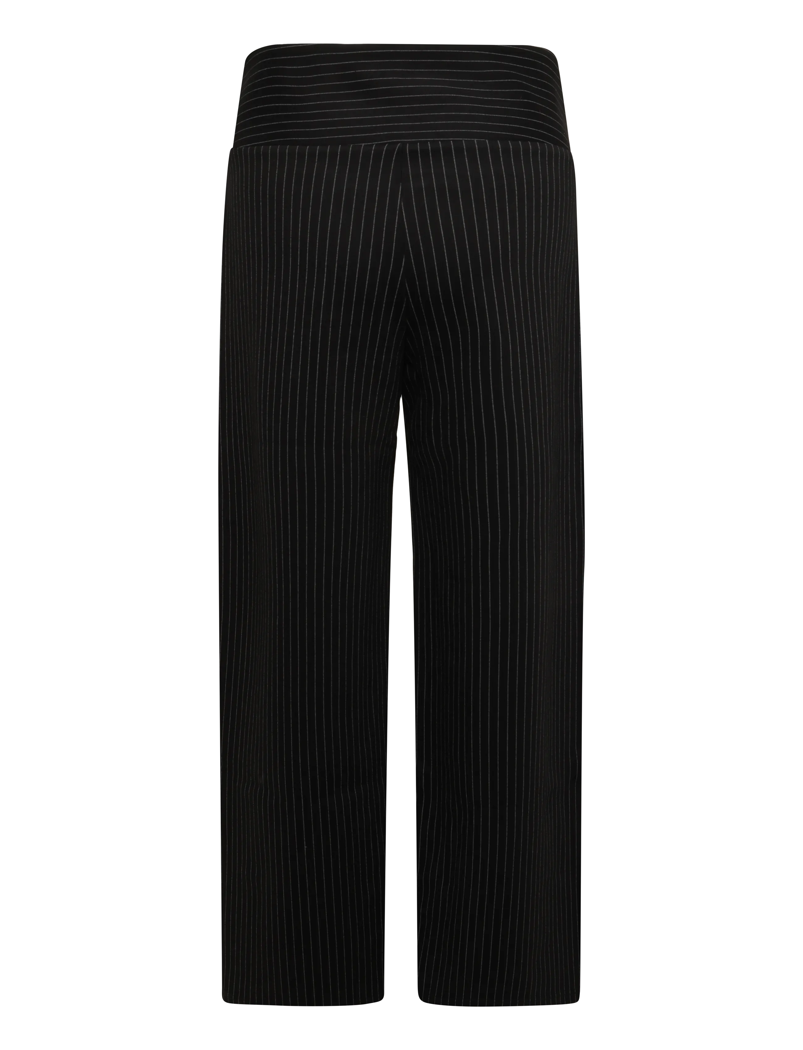 Gina Tricot - Mid waist wide trousers - bukser med brede ben - black pinstripe - 1