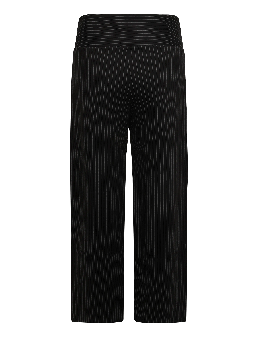 Gina Tricot - Mid waist wide trousers - bukser med brede ben - black pinstripe - 1