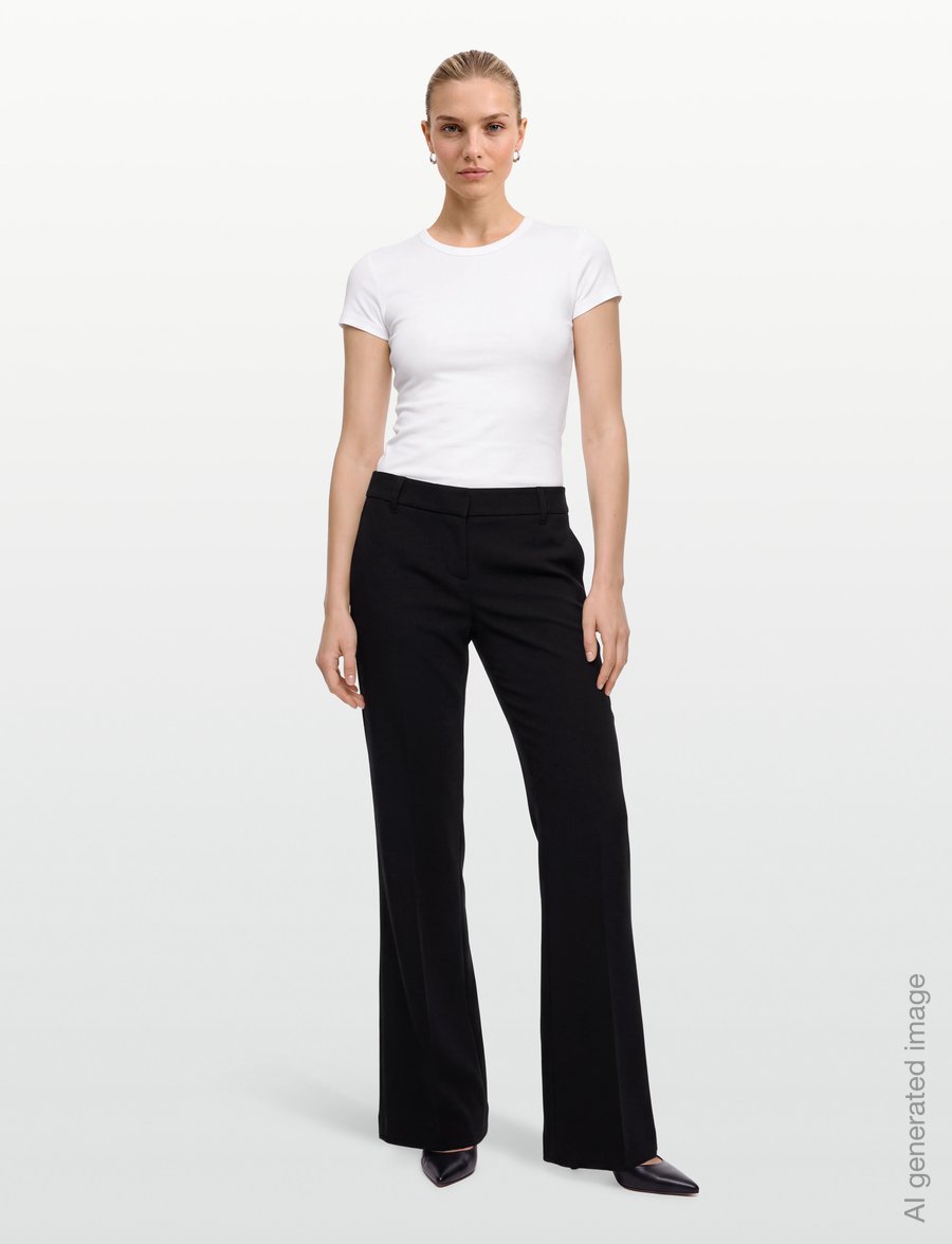 Gina Tricot - Low waist straight trousers - raka byxor - black (9000) - 0