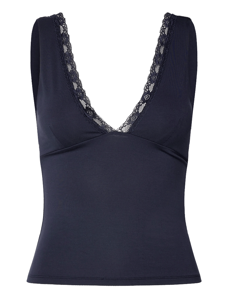 Gina Tricot - Soft v-neck singlet - overdele - navy blazer (5853) - 0