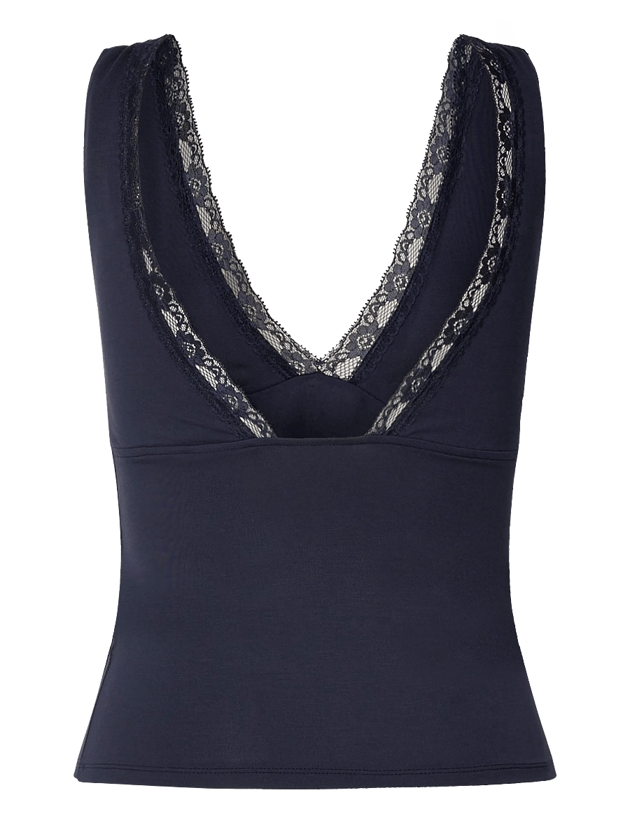 Gina Tricot - Soft v-neck singlet - pysjoverdeler - navy blazer (5853) - 1