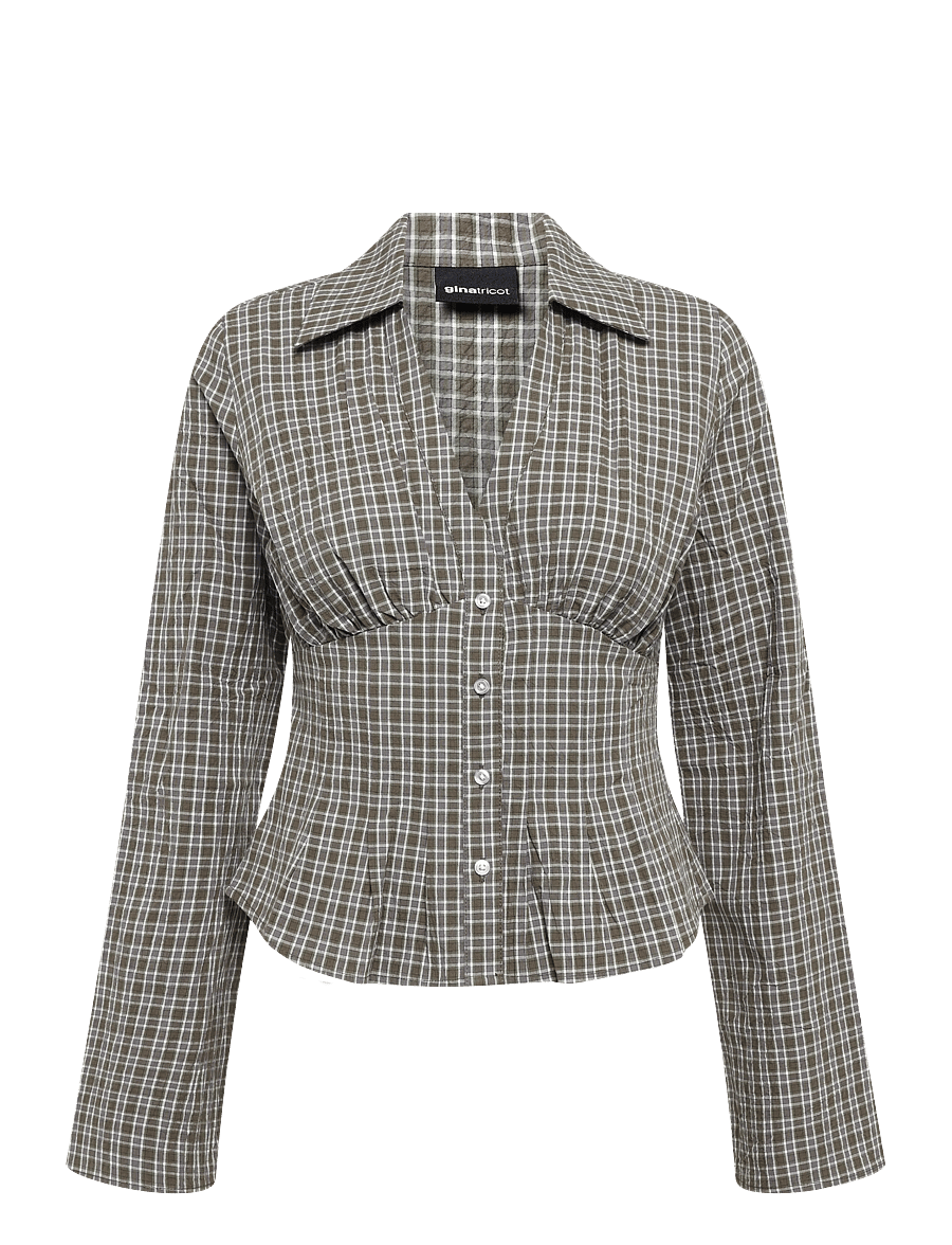 Gina Tricot - Shaped shirt - pikkade varrukatega särgid - green/check - 0