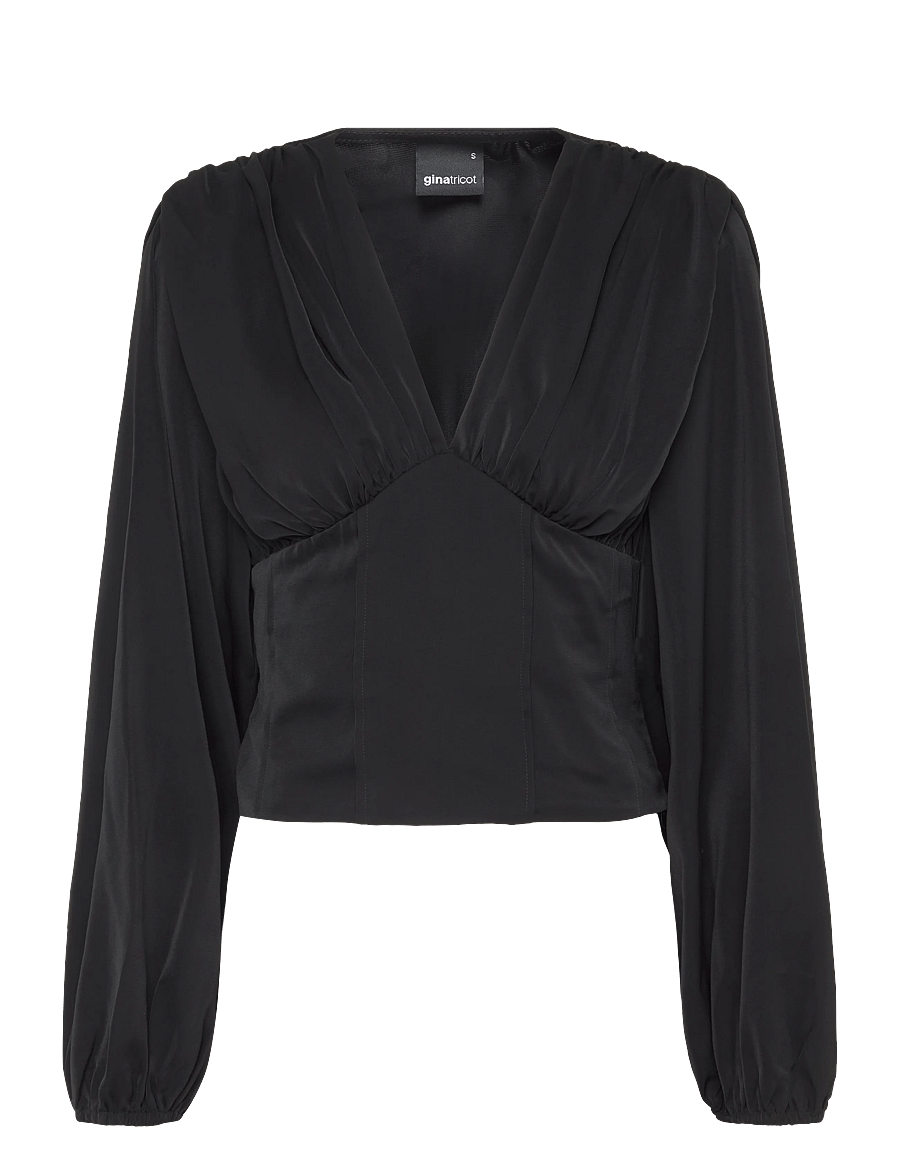 Gina Tricot - Shaped corset blouse - langärmelige blusen - black (9000) - 0