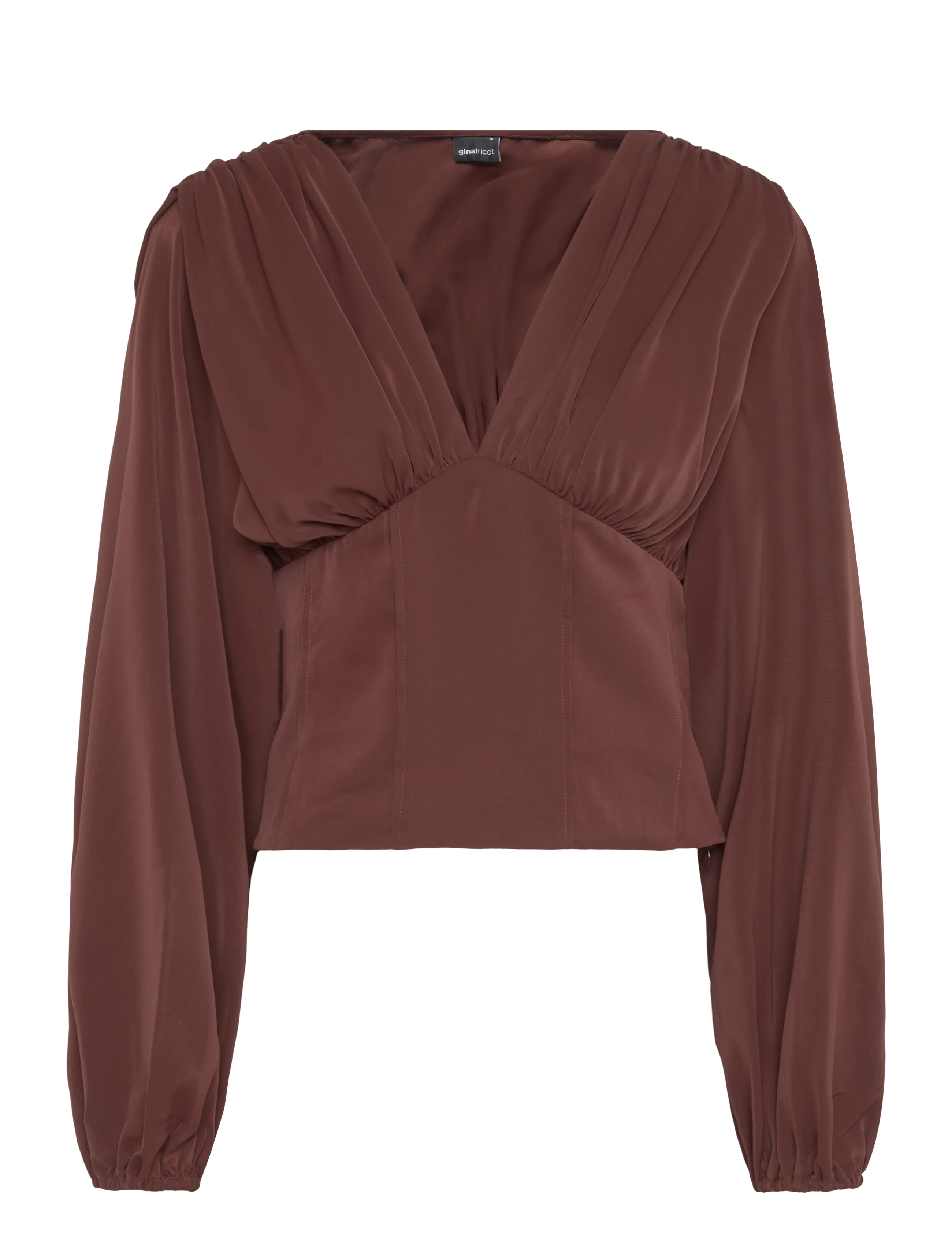 Gina Tricot Shaped Corset Blouse, Damen, Drapierte V-Ausschnitt Korsett Bluse, Braun, Gr.XL