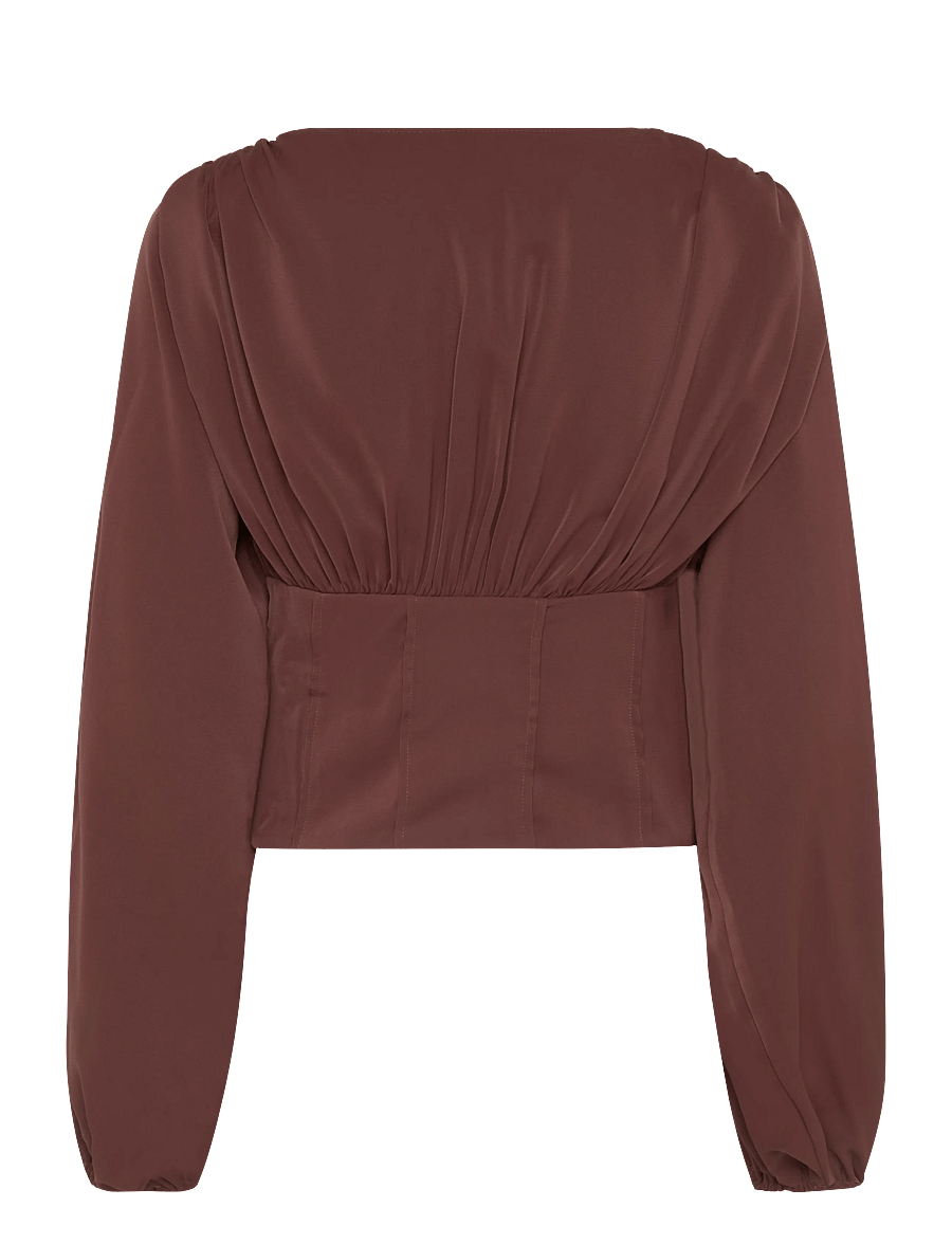Gina Tricot - Shaped corset blouse - langärmelige blusen - decadent chocolate - 1