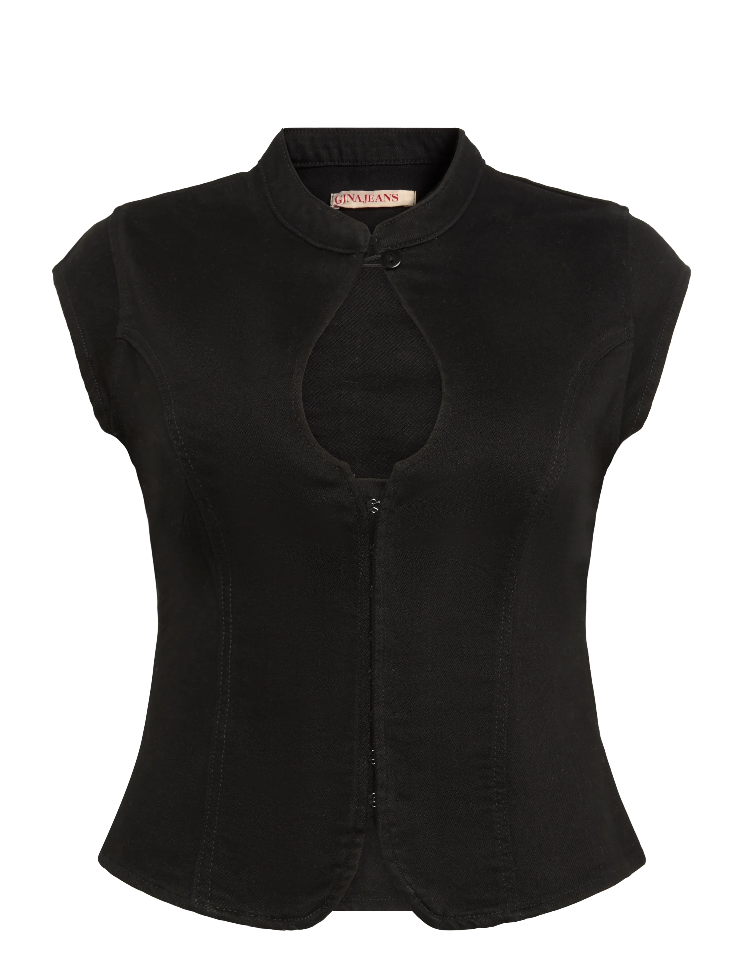 Gina Tricot Contour keyhole denim top - Hemden - BLACK (9000) / black