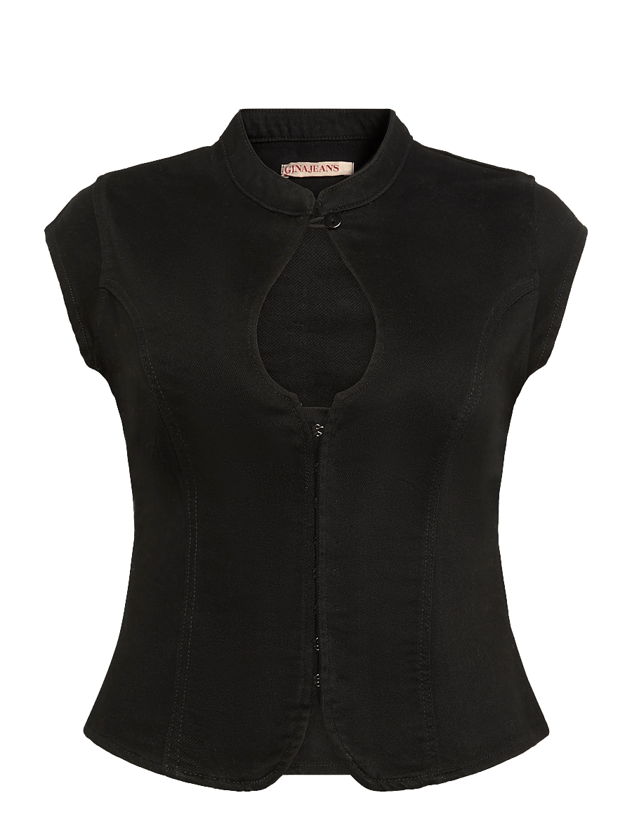 Gina Tricot - Contour keyhole denim top - jeanshemden - black (9000) - 0