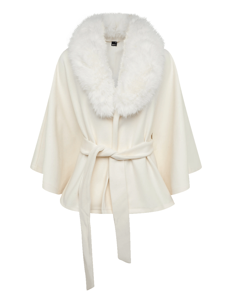 Gina Tricot - Faux fur collar cape jacket - kunstpelz - antique white - 0