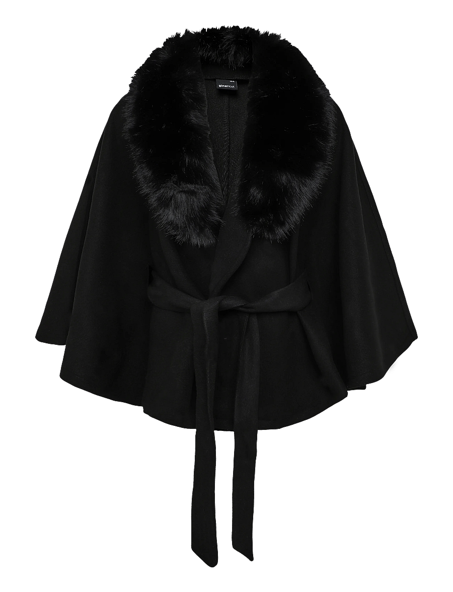 Gina Tricot - Faux fur collar cape jacket - faux fur - black (9000) - 0