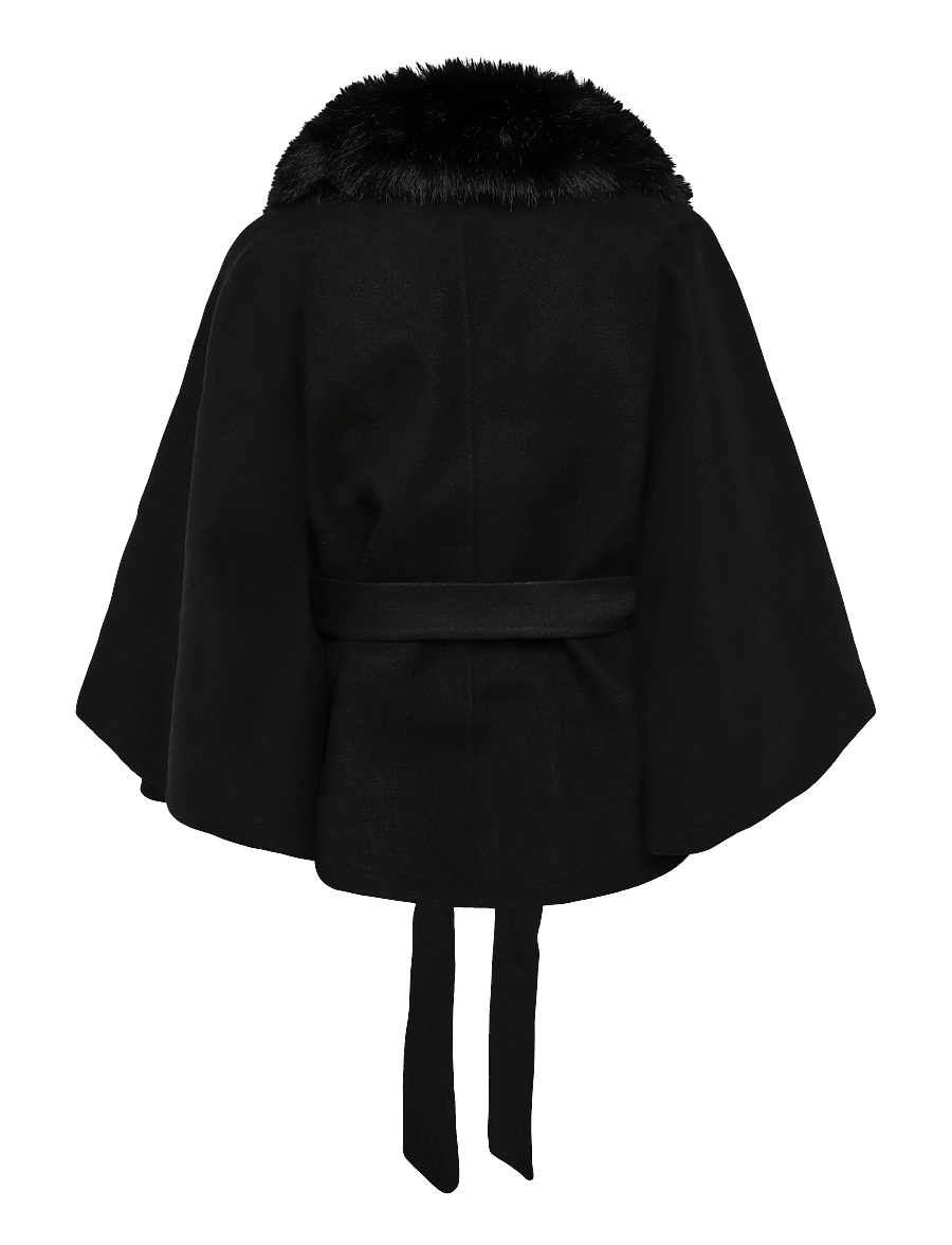 Gina Tricot - Faux fur collar cape jacket - faux fur - black (9000) - 1