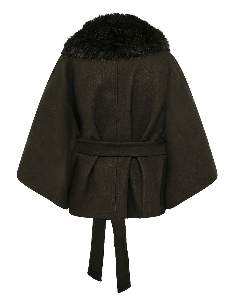 Gina Tricot - Faux fur collar cape jacket - faux fur jakker - dark green (6049) - 1