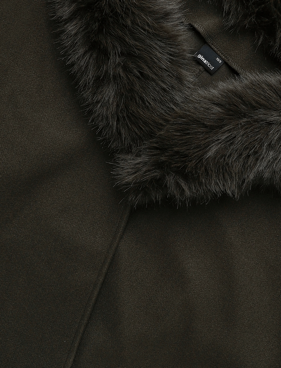 Gina Tricot - Faux fur collar cape jacket - faux fur jakker - dark green (6049) - 3