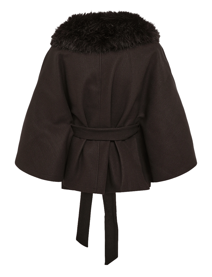 Gina Tricot - Faux fur collar cape jacket - fuskpäls - mole (7382) - 1