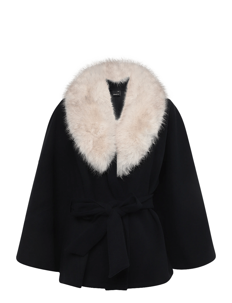 Gina Tricot - Faux fur collar cape jacket - kunstpelz - sky captain - 0