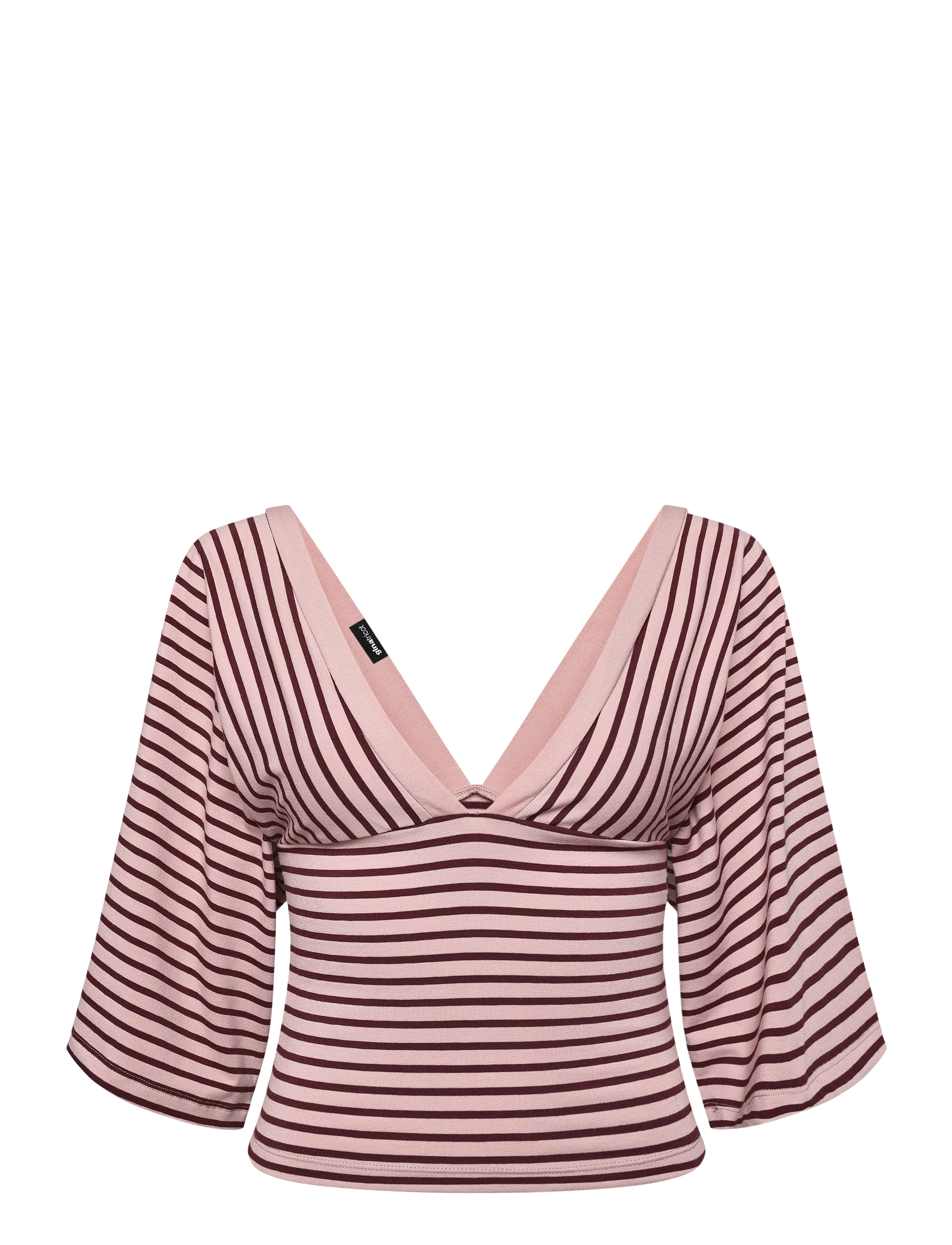 Gina Tricot V-neck wide sleeve top - Marškinėliai ir palaidinukės - PALE MAUVE / pink/rose