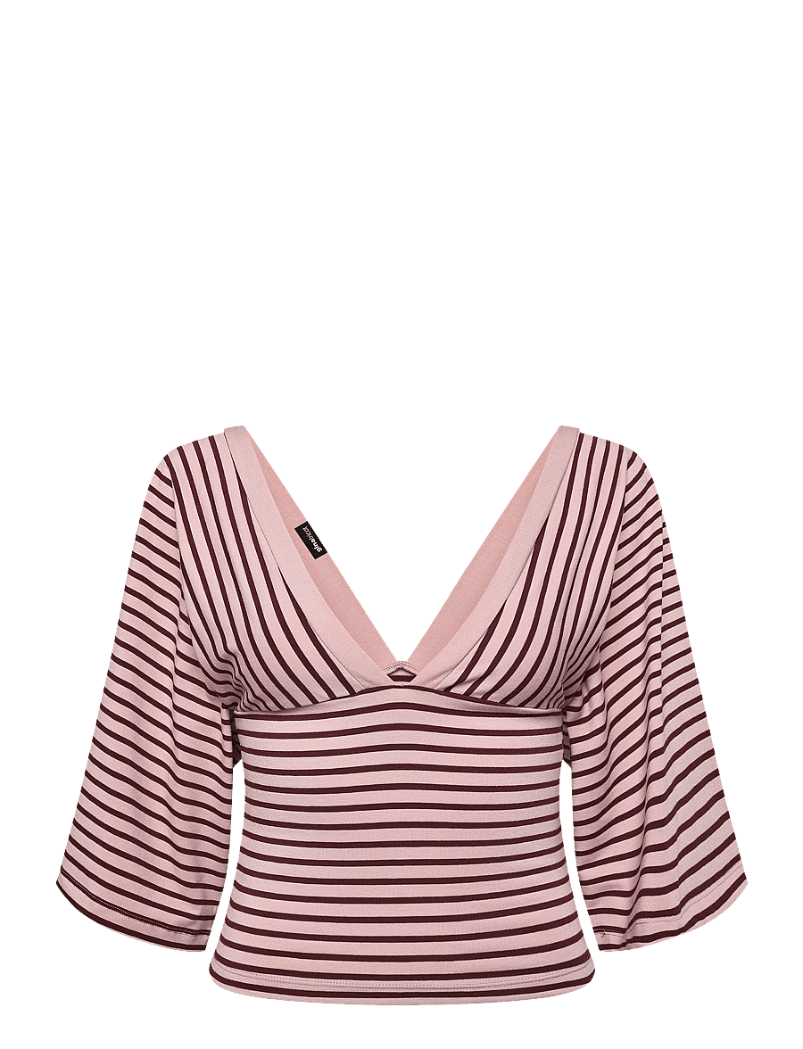 Gina Tricot - V-neck wide sleeve top - langärmlige tops - pale mauve - 0