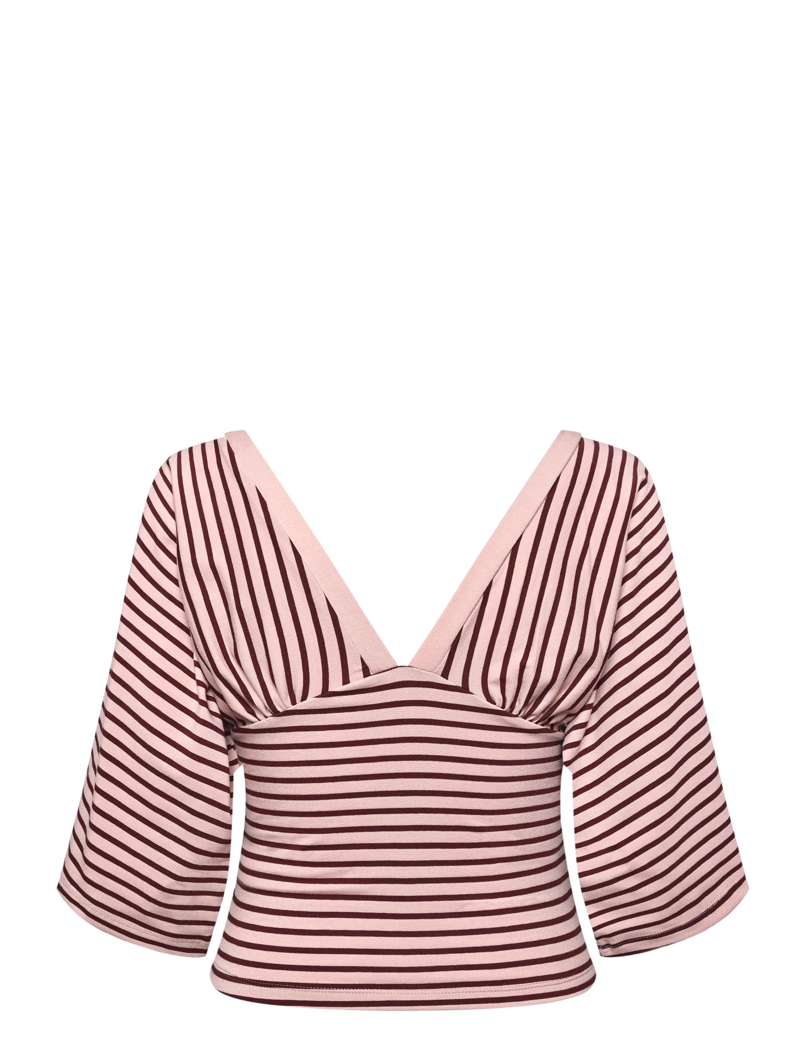 Gina Tricot - V-neck wide sleeve top - langärmlige tops - pale mauve - 1