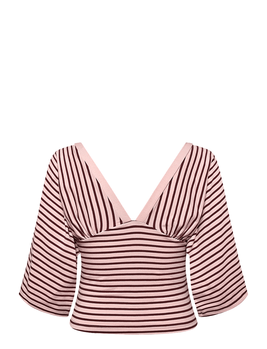Gina Tricot - V-neck wide sleeve top - langärmlige tops - pale mauve - 1