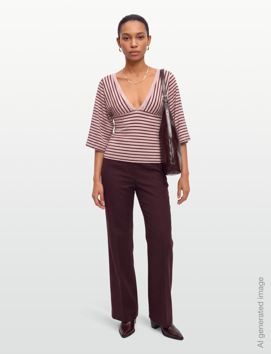 Gina Tricot - V-neck wide sleeve top - pikkade varrukatega topid - pale mauve - 0