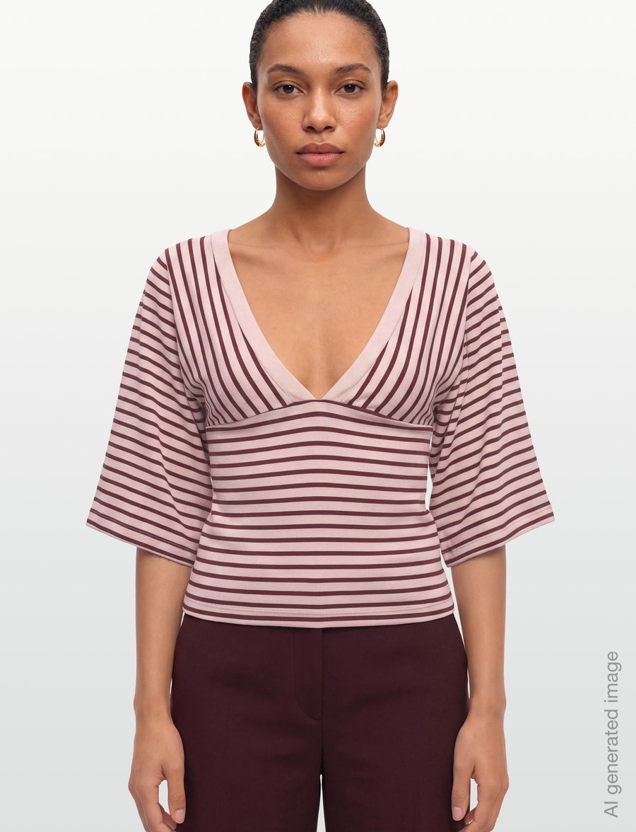 Gina Tricot - V-neck wide sleeve top - pikkade varrukatega topid - pale mauve - 3