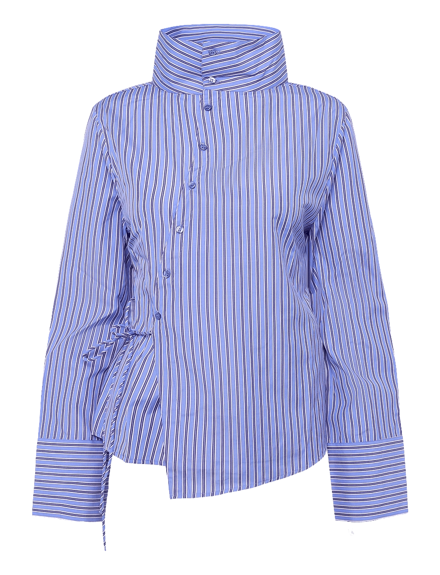 Gina Tricot - High neck shaped shirt - langärmlige hemden - blue/stripe - 0