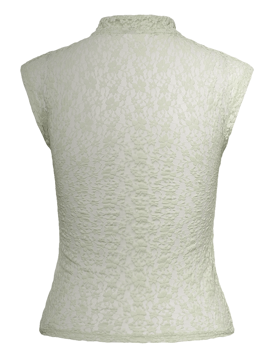 Gina Tricot - Mandarin lace top - varrukateta pluusid - aloe wash (6232) - 1