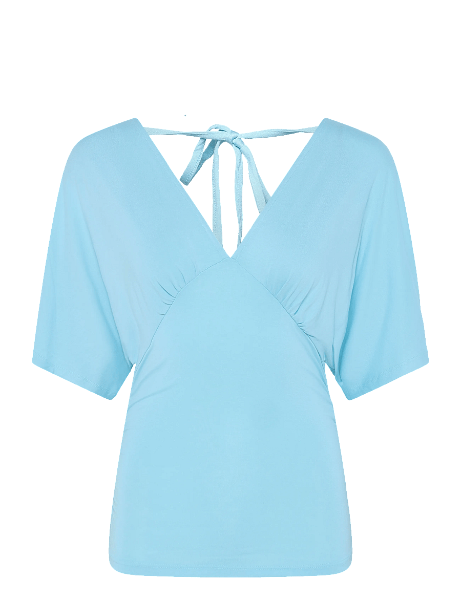 Gina Tricot - Shaped v-neck top - t-shirts - aqua - 0